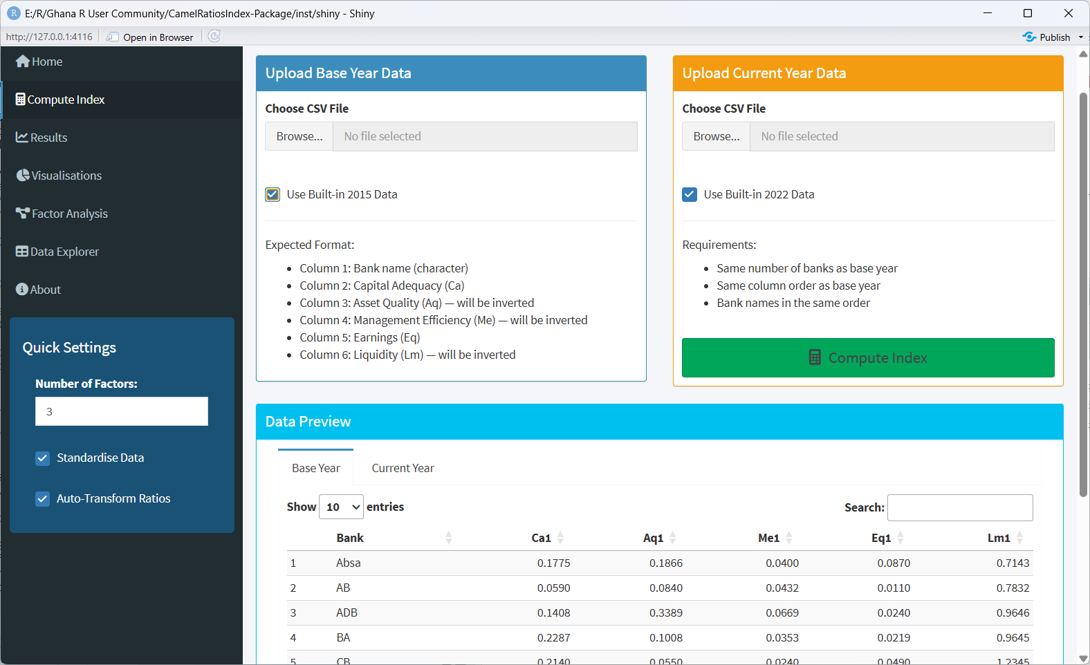 Data Upload and Index Computation